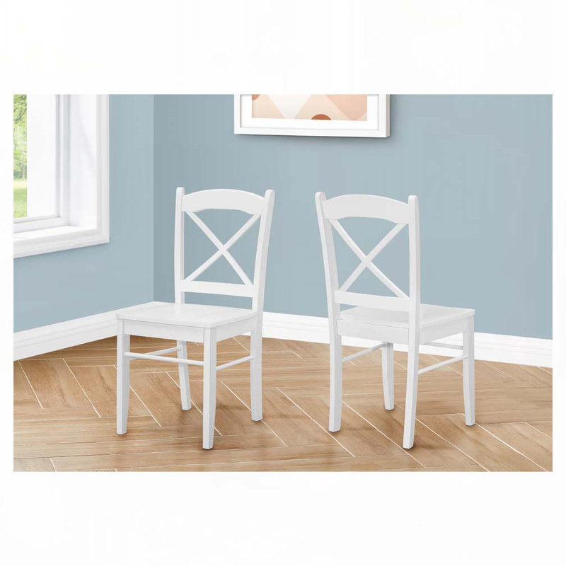 Chaise d'appoint à dossier en croix en bois massif, Blanc, Blanc