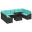  Ensemble de canapé de jardin 10 pièces noir et turquoise 100 x 55 x 73 cm