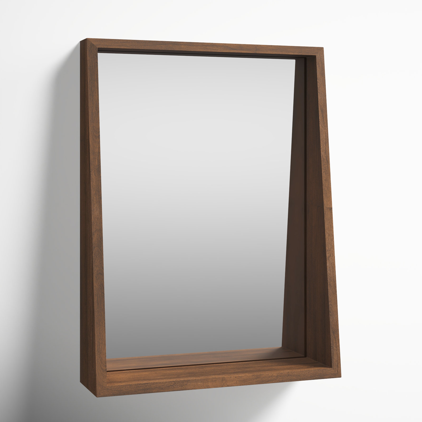 Parkside Rectangle Mirror with Shelves, Rustic Brown