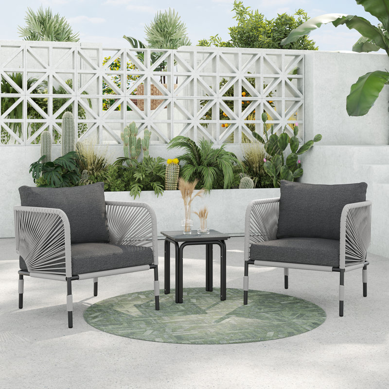 Acklin 300 - Person Patio Conversation Set with Cushions, Gray, Light Gray