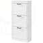 Armoire à chaussures mince et étroite avec tablettes réglables et portes rabattables pour les espaces compacts, parfaite pour les couloirs et les vestibules