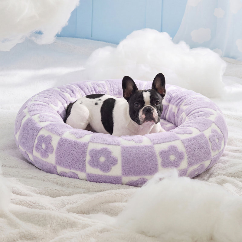 Lit pour chien Lesure Donut, M (H 8 po x l 30 po x P 30 po), Nuage bleu clair