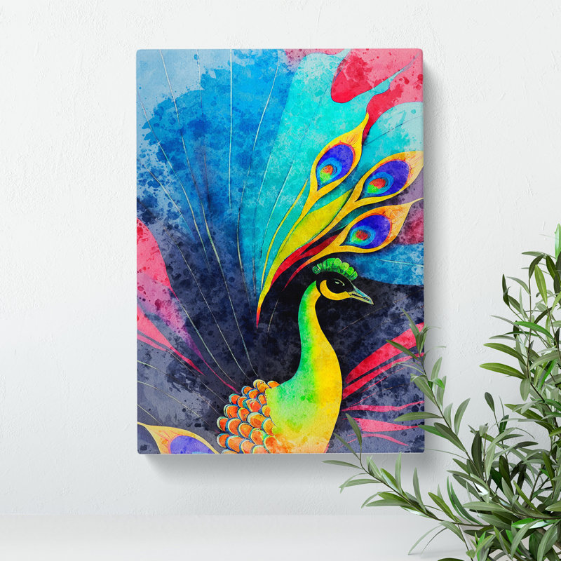 Peacock Colour No.1 - Wrapped Canvas Print, 60cm H x 40cm W x 3cm D