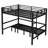 Black Metal Pull-Out Bunk Bed with Safety Rails, Lower Bunk Pulls Out in Three Sections for Flexible Seating and Sleeping-1367909883