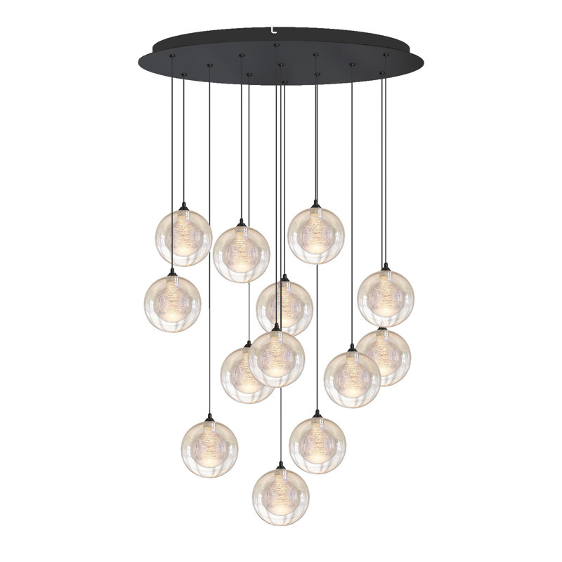 Luminaire suspendu en forme de globe à DEL 13 lumières Riverdale, Noir mat