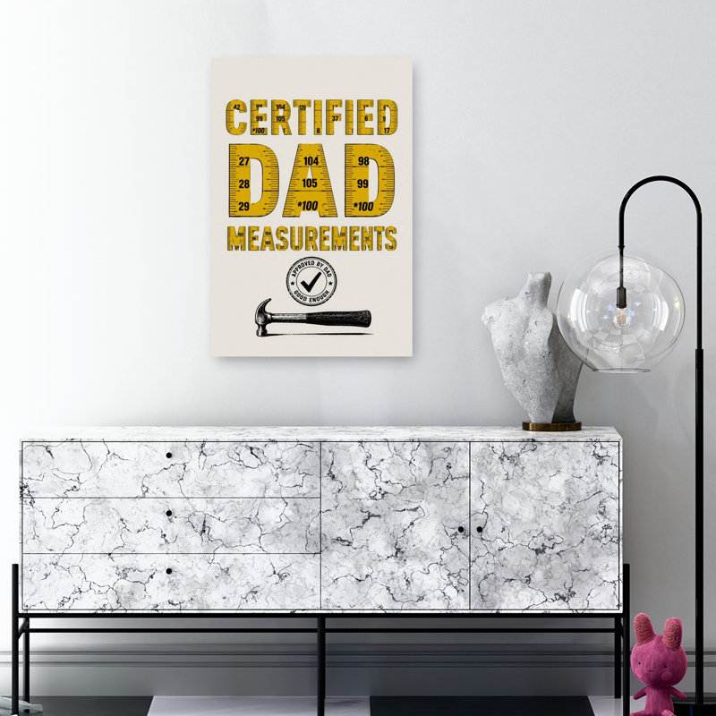 Certified Dad Measurements Retro Vintage Abstract Wall Art Print, 36" H x 24" W