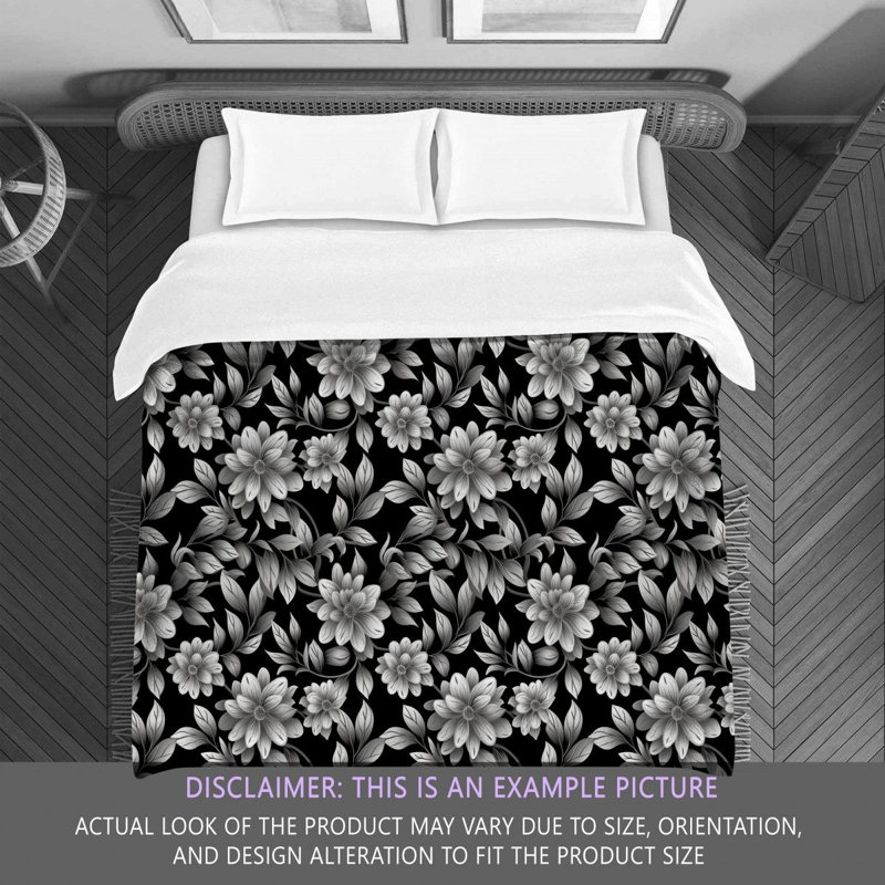Machine Printed Comforter, Twin Extra Long Comforter, Black/Light Gray