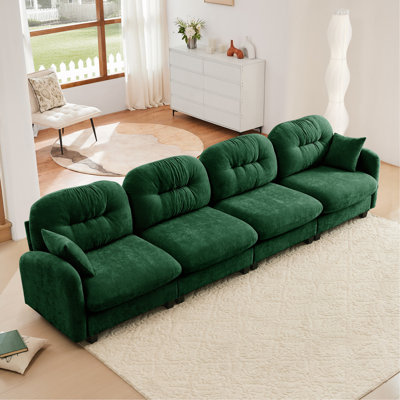 Four-Seater Modular Sectional Couch,Premium Chenille Fabric,With 2 Throw Pillows,Tufted Cushion Backrest Design,High-Density Foam Easy Install,Fits Be