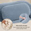 Canapé d'angle modulaire 4 places en velours côtelé bleu avec pouf et accoudoirs incurvés-739238264