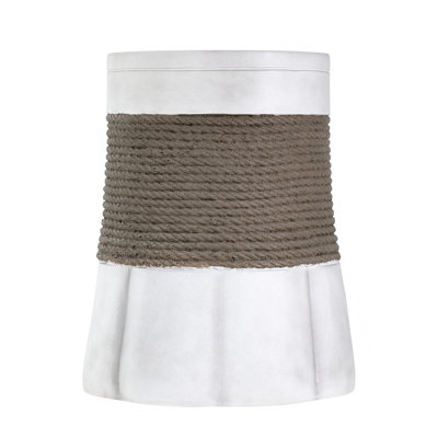 Outdoor Light Gray & Brown Retro Woven Rope & Fan-Base Mgo Side Table – End Table For Home, Office, Living Room & Outdoor