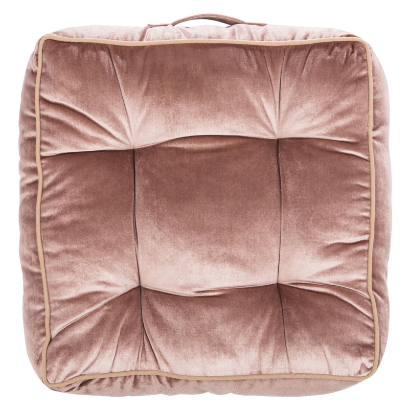 Primrose 18" Blush Pink Velvet Tufted Square Floor Pillow