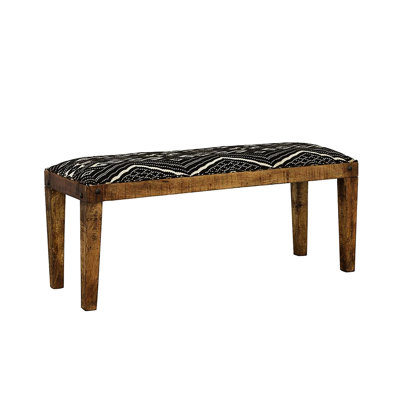 Modern Living Space Bench With Black And White Upholstered Seat Elegant In Natural Wood Tone