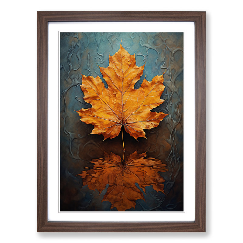 Leaf Realism - Single Picture Frame Print on Wood, 46cm H x 34cm W x 2cm D, Walnut