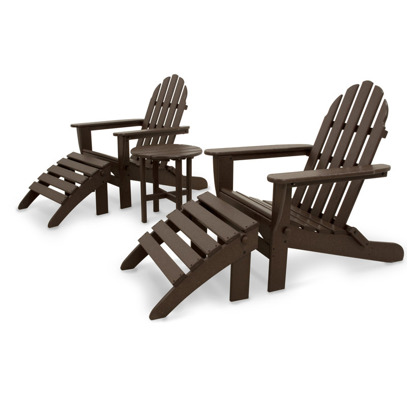 Ensemble Adirondack pliant 5 pièces POLYWOOD Classics, Acajou