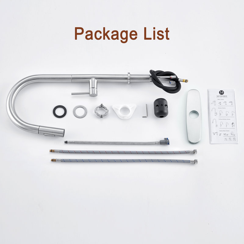 Mondawe Pull Down Kitchen Faucet, Brush Nickel