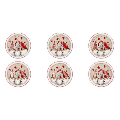 Excelsa set 6 panettone serving plates Gnomo porcelain multicolor