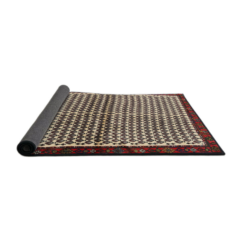 Tapis beige/noir/rouge contemporain Iasos, Rond 8 pi