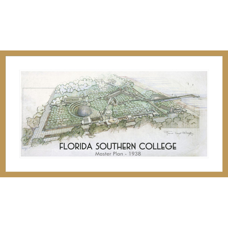 Plan directeur du Florida Southern College. «Lakeland Florida» par Frank Lloyd Wright - impression giclée encadrée
