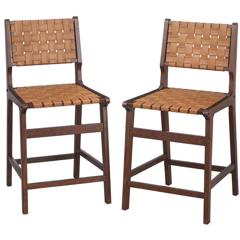 Upholstered Counter Stool with Solid Wood Frame