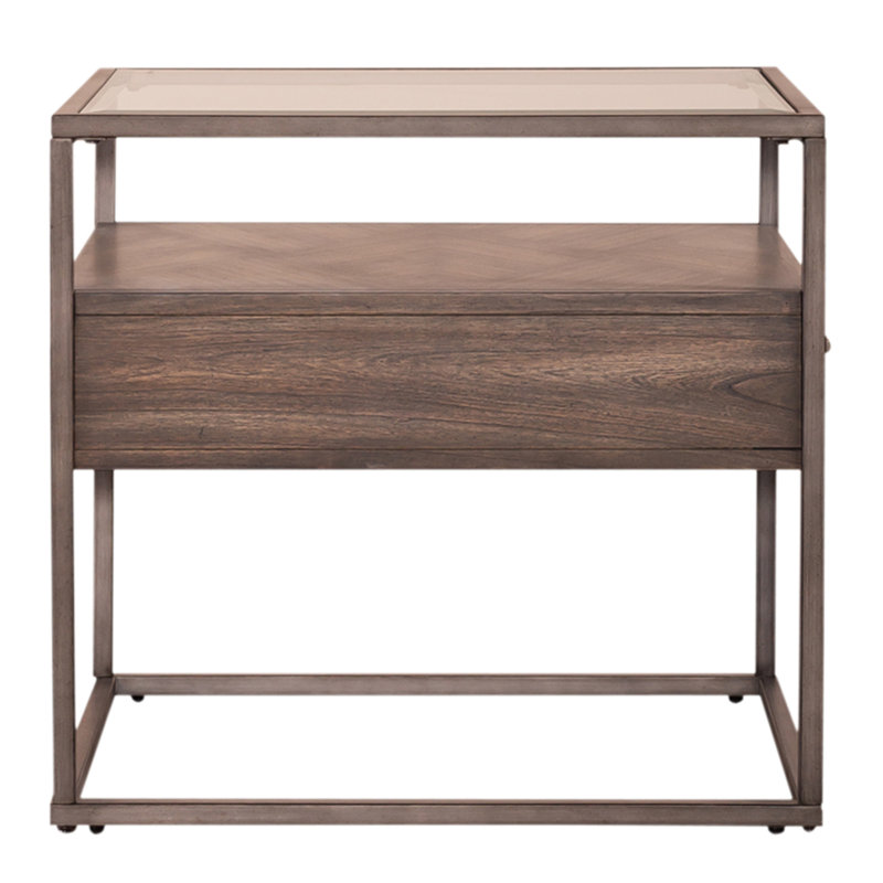 Table de bout avec rangement en verre Locust Grove