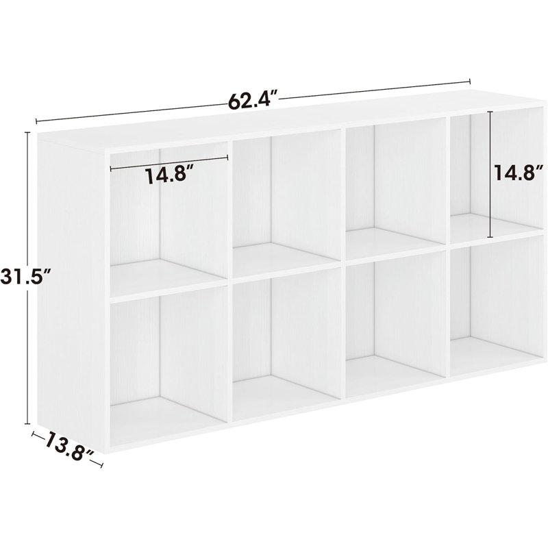 Hokku Designs Shoe Rack, 8 Compartment Open Storage Display Shoes Organizer FSSR017, Ivory White