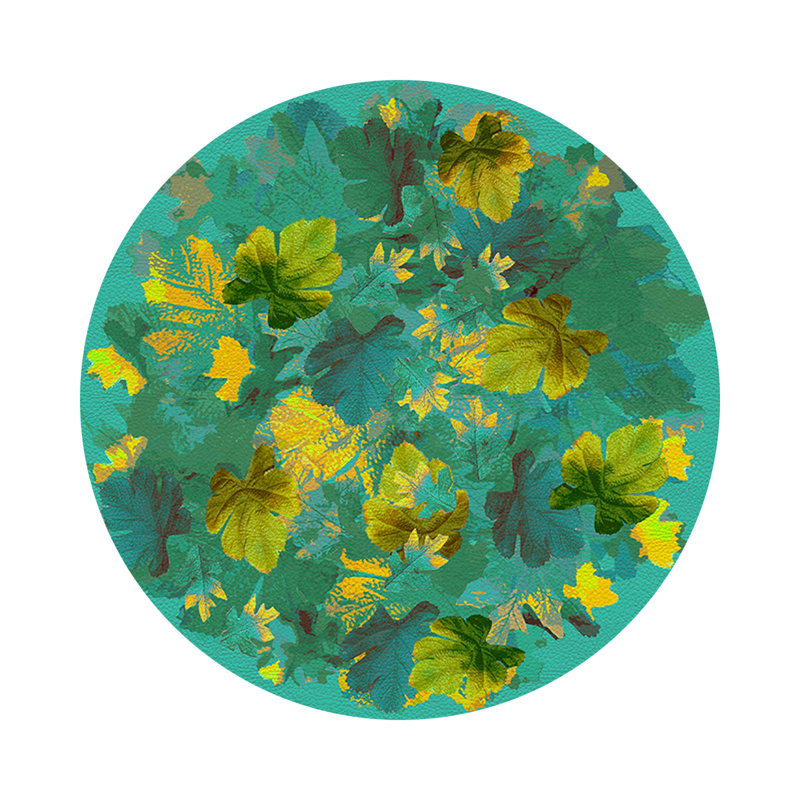 Fallen Leaves Vegan Leather Round Pebble Placemat