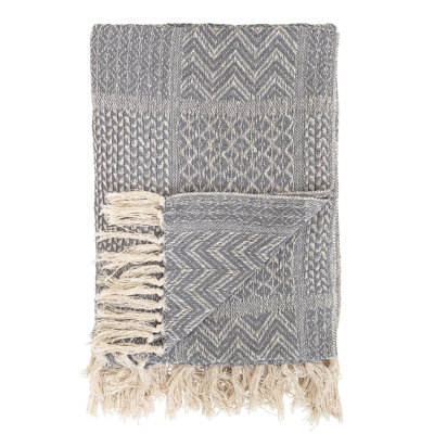 Soft Cotton Blend Knit Throw with Fringe