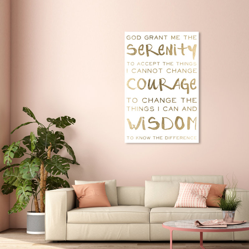 Serenity " Serenity Prayer And Courage Motivation ", Wrapped Canvas, 54" H x 36" W