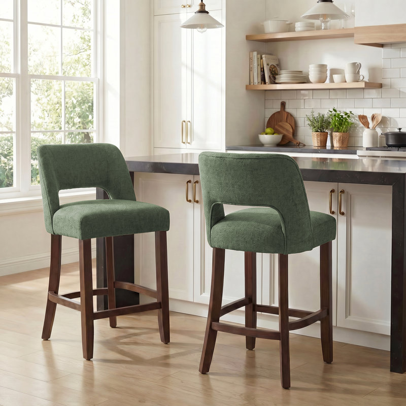 Tabouret de bar Bisto, Siège vert clair / structure brune