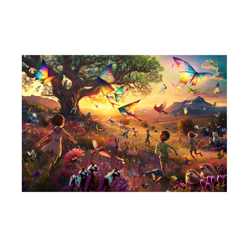 «Animals Kite Runing 1», impression sur toile, H 22 po x l 32 po x P 2 po