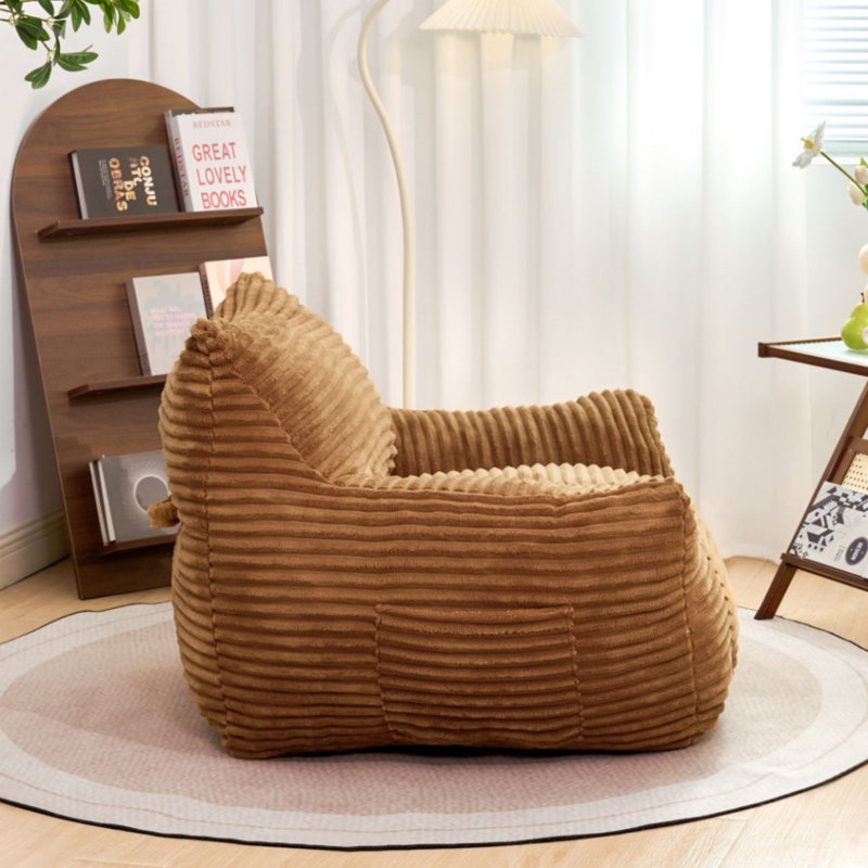 Fauteuil à billes avec accoudoirs - Fauteuil à billes surdimensionné et confortable, Brun