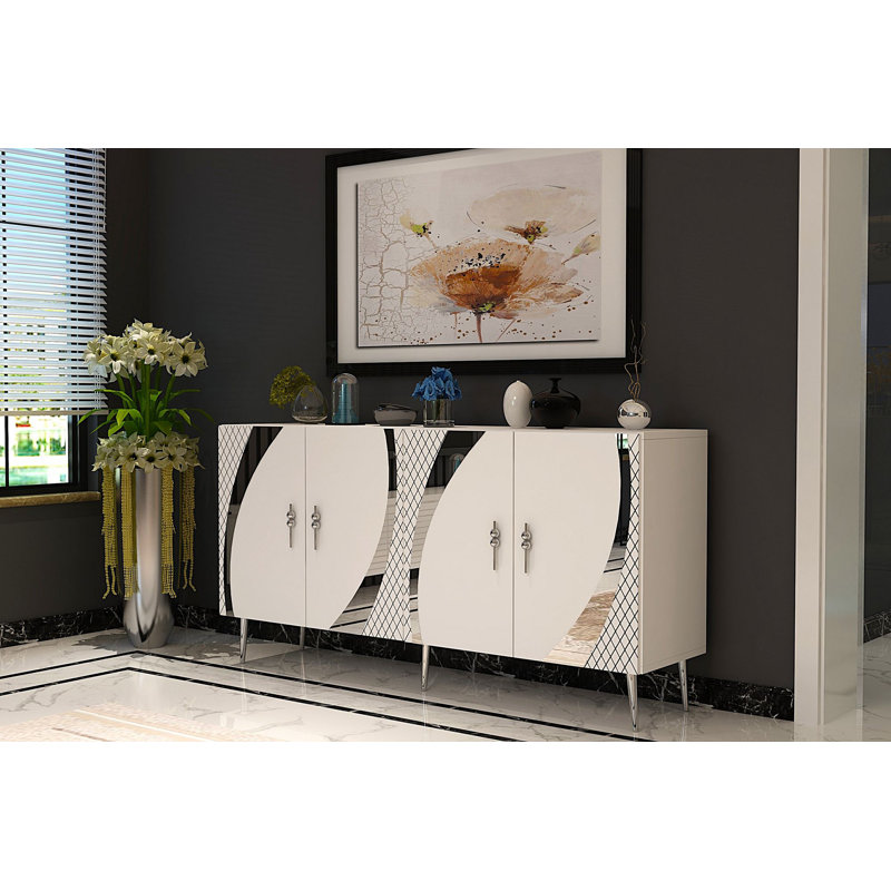 Olivia 150cm Console Table, Cream/Silver