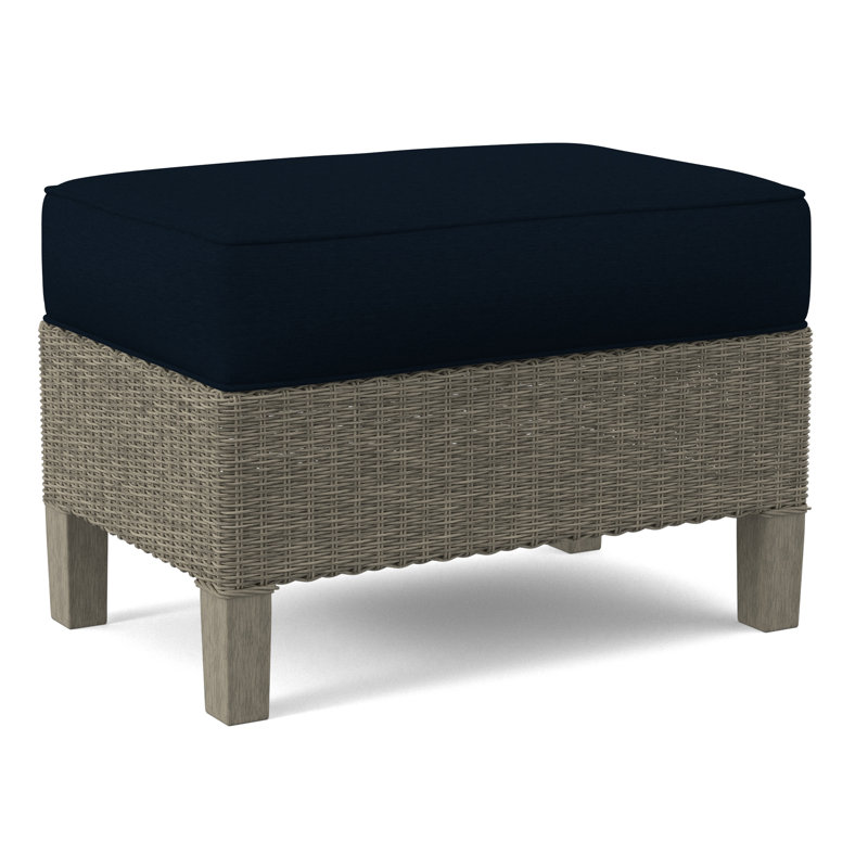 Gibraltar Ottoman, Stone Hearth, Light Blue Performance Fabric; 0851-55