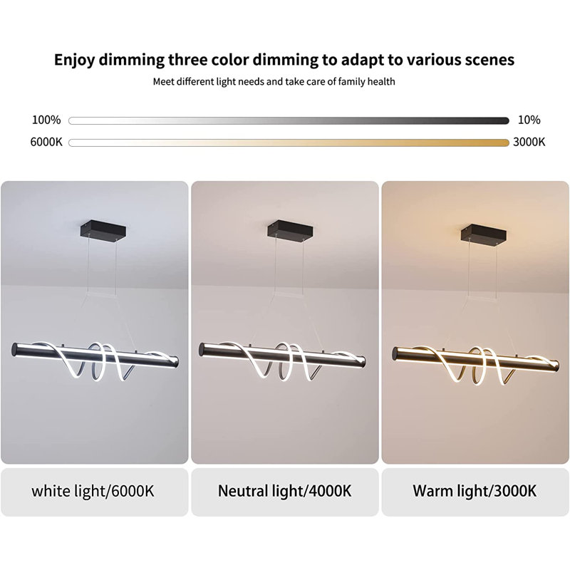 1 - Light Black LED Kitchen Island Pendant