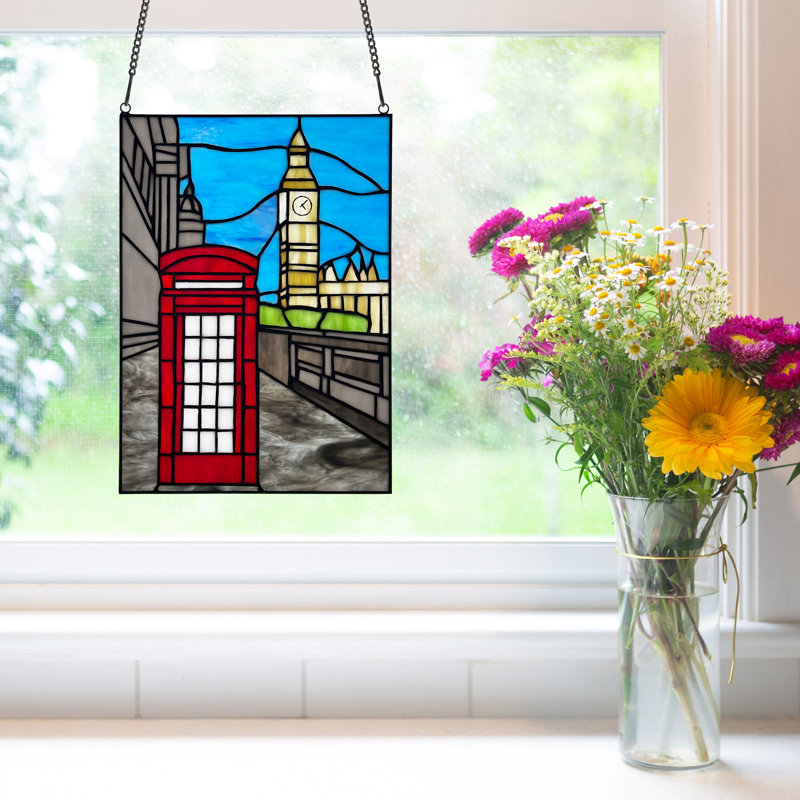 14.5"H London Stained Glass Window Panel