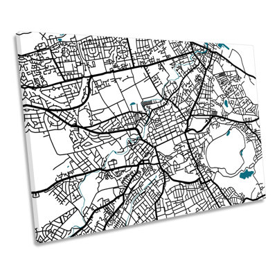 Edinburgh Map City Minimalistic Modern - Wrapped Canvas Print