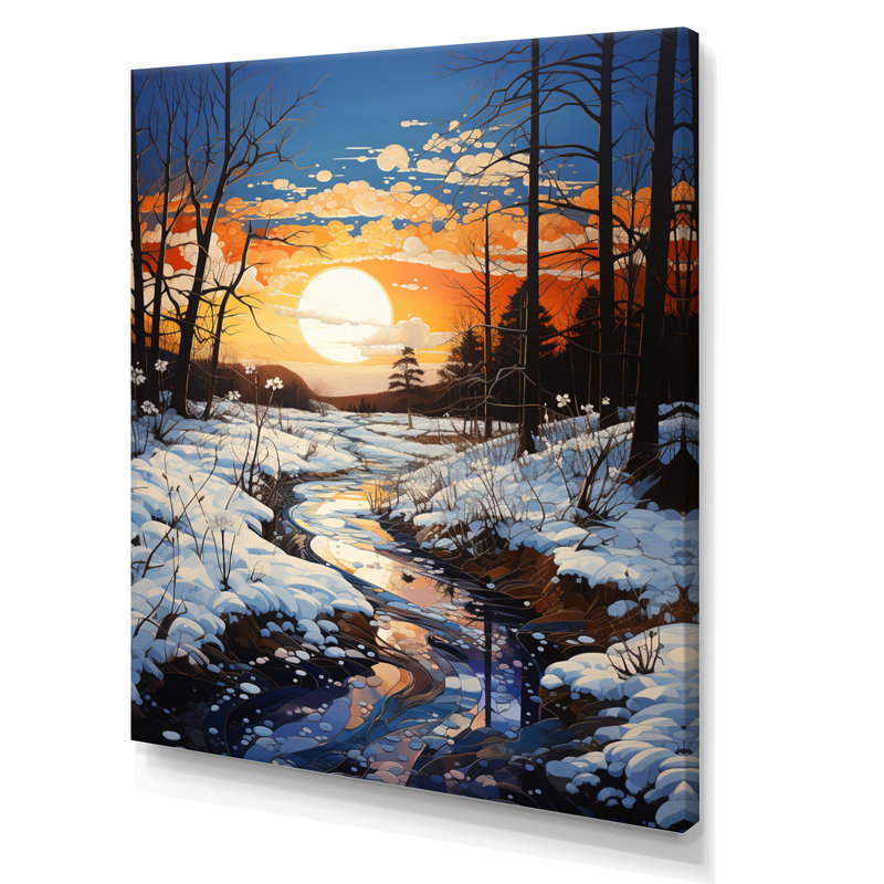 «Winter Sky Serenity Pastoral I», reproductions d'art mural paysage et nature, H 44 po x l 34 po x P 1,5 po, Toile tendue
