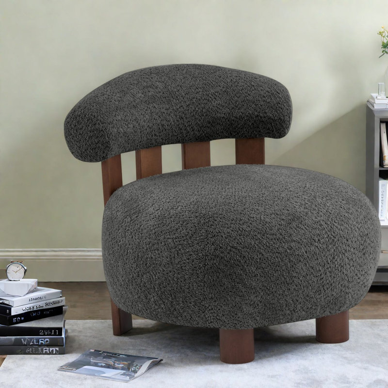 Fauteuils d'appoint en velours bouclé, ensemble de sièges compacts et modernes en bois massif pour la maison