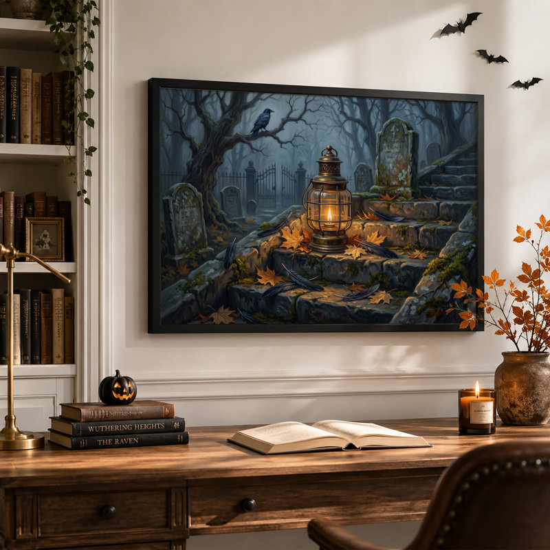Art mural sur toile, lanterne rougeoyante, H 16 po x l 24 po