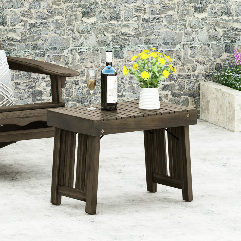 Table d'appoint en bois gris avec lattes Pizzazz, pliable, l 21,6 po x P 14,13 po H 16,15 po, Gris