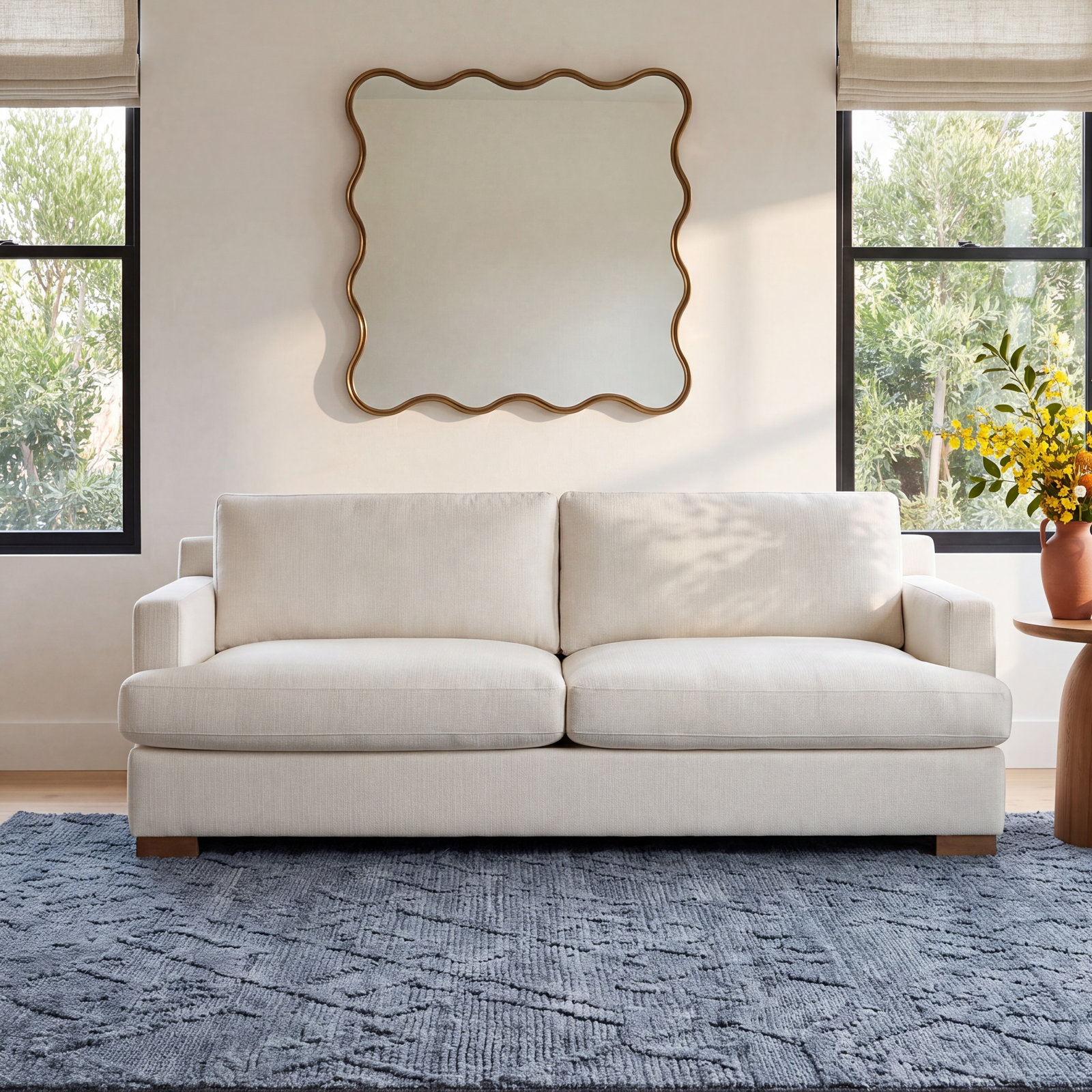 Byers 85'' Upholstered Sofa, Effie Linen Performance Linen