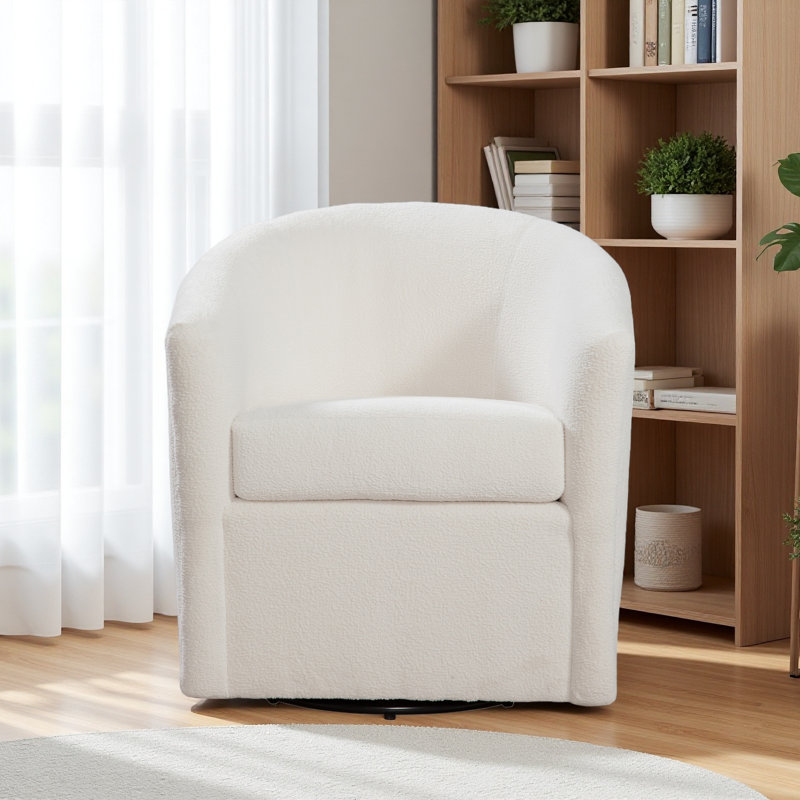 Fauteuil d'appoint pivotant en tissu performant, Ivoire ivoire