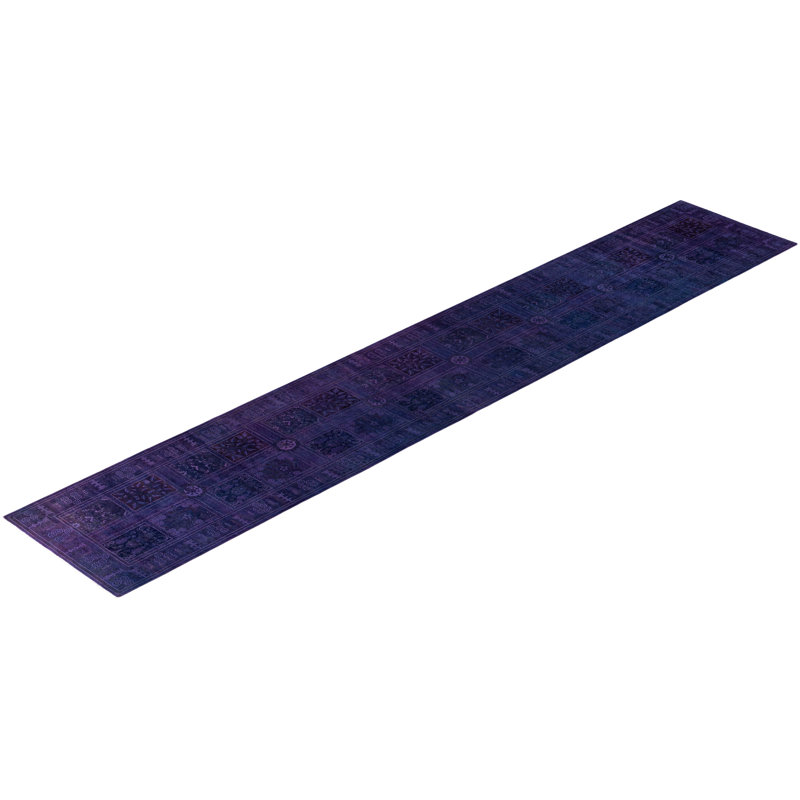 Tapis de couloir unique en laine 2 pi 7 po x 14 pi 8 po Huckstep - mauve