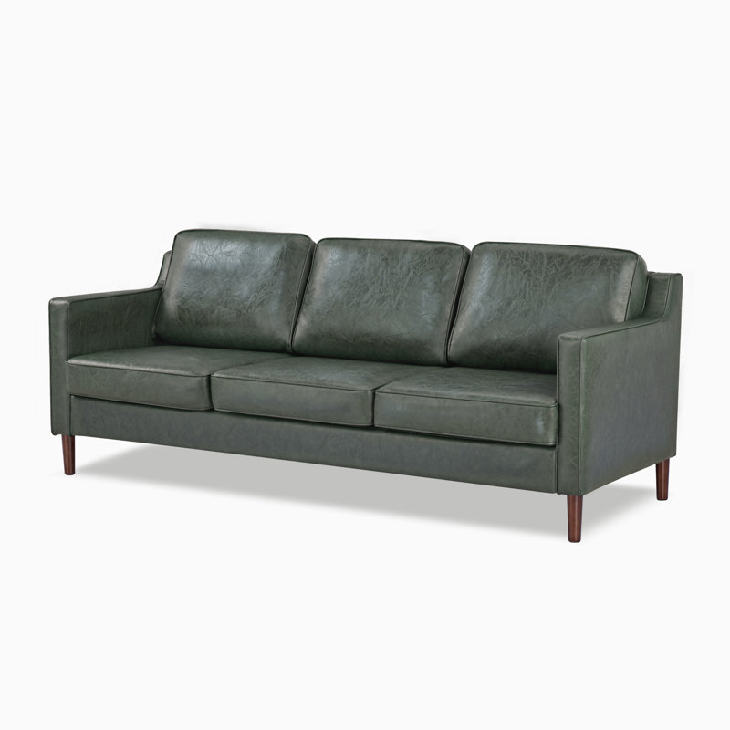 Keven 81'' Faux Leather Sofa, Green