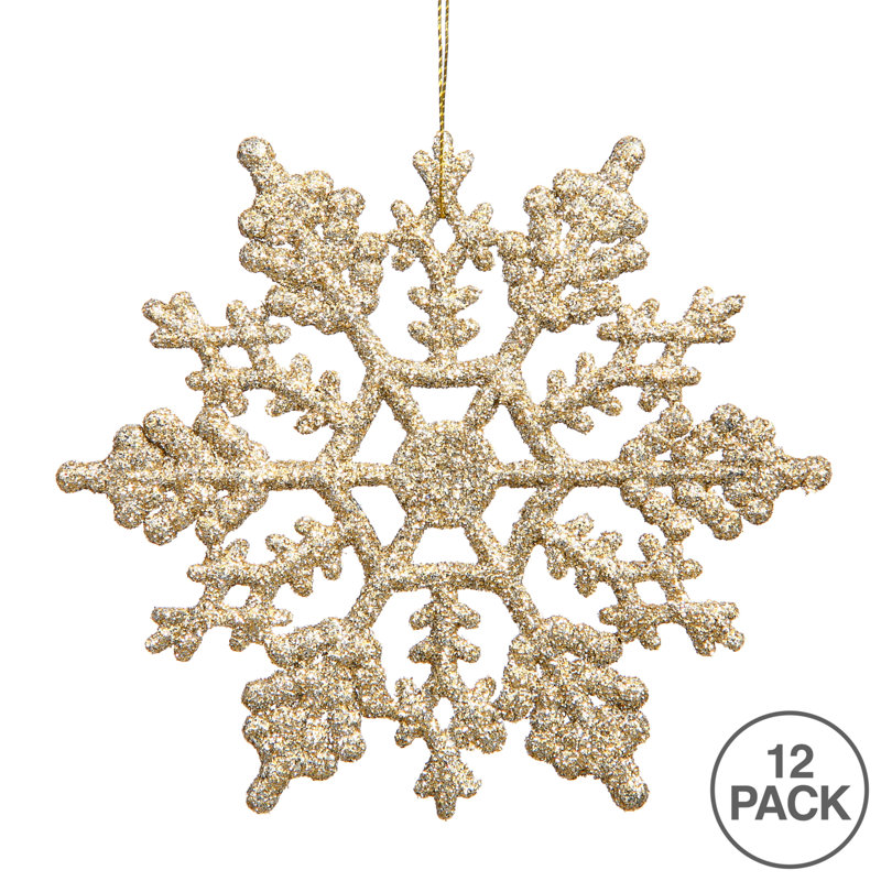 Ornement en forme de flocon de neige scintillant, Rouge, l 6,25 po x P 6,25 po