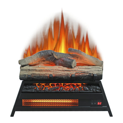 Infrared Electric Fireplace 23", 3d Log Insert, 1500w Heat, 5000 /h, Adjustable Flame Brightness, 11 Temperature Selections, Remote, /ul , Entryway Heater 23 Inch, Heating, 400 Sq.ft. Coverage,