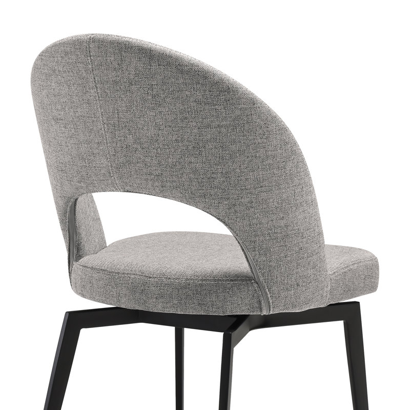 Cardale Swivel Modern Dining Chairs in Fabric Upholstery with Black Metal Legs, Gray