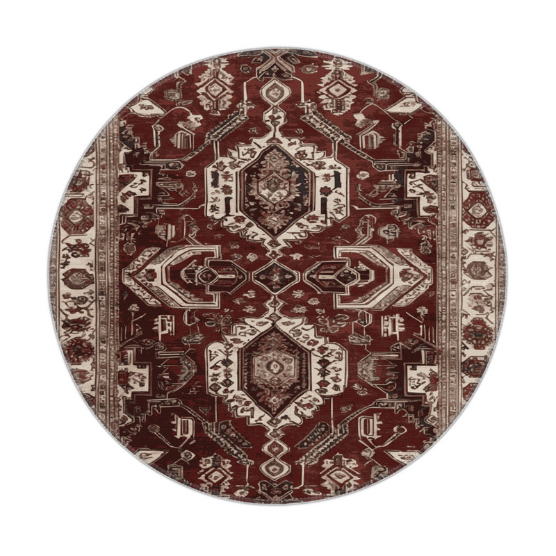 Tapis d'intérieur et d'extérieur noir Persian, Rond 5 pi