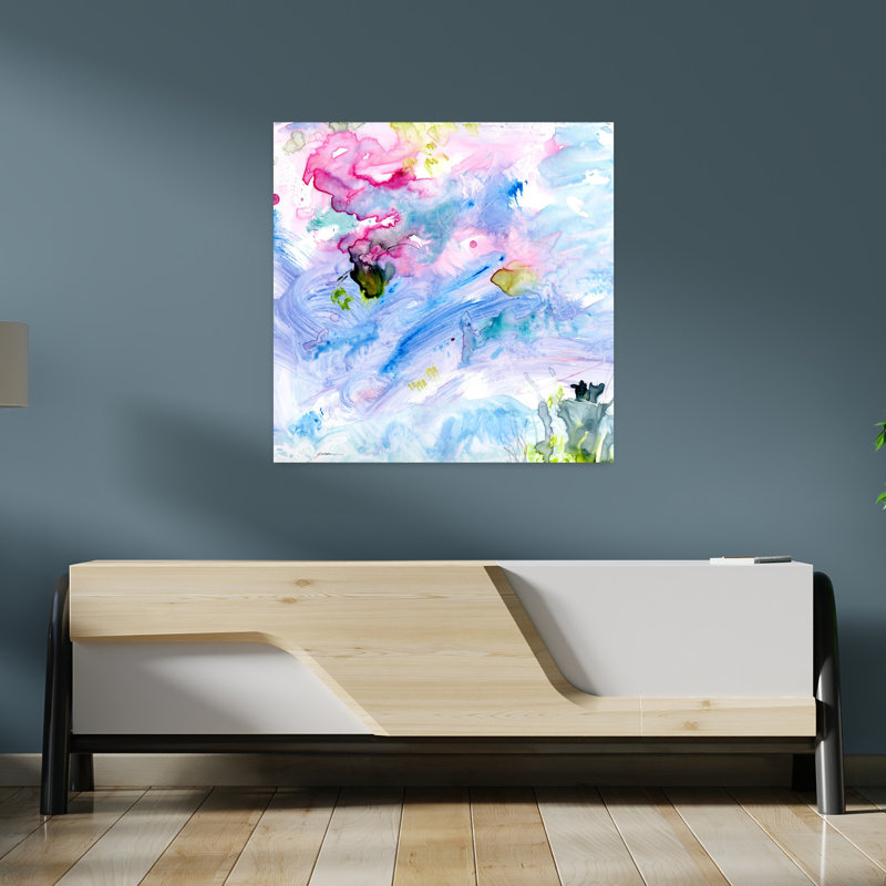 Violet Waters, art abstrait contemporain, H 36 po x l 36 po