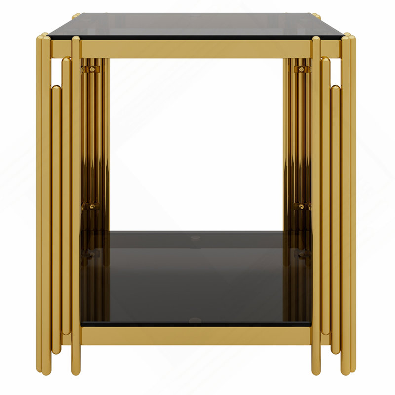Modern Black Mirror End Table
